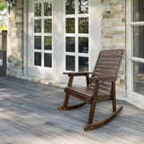 Mega Casa Wooden Rocking Chair with High Backrest and Contoured Seat, Solid Fir Wood, Heavy Duty 600 LBS, for Both Outdoor and Indoor, Backyard, Porch and Patio (Coffee) Mega Casa