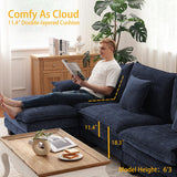 DURASPACE Modular Sectional Sofa 76.8'' Cloud Couch L Shaped Sectional Couches with Movable Ottoman, USB, Comfy Sectionals Sofa for Living Room DURASPACE