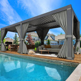 Airwire Pergola 10x20 Ft Louvered Pergola Aluminum Outdoor Pergolas W/Adjustable Roof, Waterproof Curtains and Nets Outdoor Gazebo for Deck,Patio,Backyard and Garden AirWire