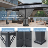 Kurapika 12' x 20' Hardtop Gazebo, Outdoor Metal Gazebo with Galvanized Steel Double Roof Canopy, Curtain and Netting, Aluminum Permanent Pavilion Gazebo for Patio, Backyard, Lawn, Grey Kurapika