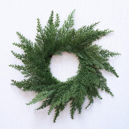 Vita Domi 12" Faux Cedar Wreath, Christmas Wreaths for Front Door Outside, Green Wreath Christmas, Window Wreaths, Real Touch Norfolk Pine Wreath, Evergreen Wreath, Cypress Norfolk Wreath for Chairs