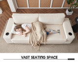 VanAcc Sofa, 89 inch Modern Sofa with USB Charging Ports & Cup Holders, Deep Seat Sofa Couch- Comfy Couch for Living Room (Beige Corduroy) VanAcc