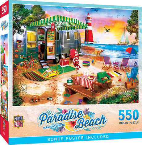 Masterpieces 550 Piece Jigsaw Puzzle For Adults and Family - Oceanside Camping - 18"x24" Masterpieces