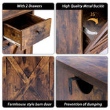 Zvyteay 13 Gallons Tilt Out Trash Can Cabinet, Wooden Trash Cabinet with 2 Drawers, Free Standing Kichen Waste Bin Recycling Cabinet Pet Proof Hidden Trash Cabinet for Kitchen (Brown) Zvyteay