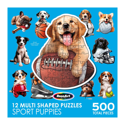 RoseArt - Mini Shaped - Sport Pups - 500 Piece Jigsaw Puzzles for Adults