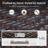 PHI VILLA Outdoor Modern Patio Furniture Set, Upgraded Wicker&Metal Patio Furniture Conversation Set with Waterproof Thick Cushions for Porch, Poolside, Deck, and Yard (4 Pieces,Beige) PHI VILLA