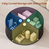Itaar 31.5" Lift Top Coffee Table, 3-Tier Round Coffee Table with Storage, Fluted Coffee Tables for Living Room with Sliding Cabinet Door, LED Center Table, Black Itaar