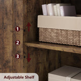 IDEALHOUSE Bathroom Storage Cabinet, Freestanding Floor Linen Storage Cabinet with Doors and Shelves, Wooden Kitchen Pantry Storage Cabinet, Cupboard, Storage Cabinet for Living Room,Rustic Brown IDEALHOUSE