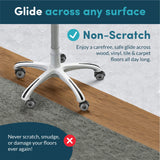 Lifelong Office Chair Wheels Replacement Rubber Desk Chair Casters for Hardwood Floors and Carpet, Set of 5, Heavy Duty Casters for Chairs to Replace Office Chair Mats - Fits 98% Lifelong