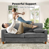 Kidirect 70in Corduroy Couch, Sofas for Living Room No Tool Assembly, Comfy Couches for Living Room 21in Deep Seats, Oversized Loveseat Sofa with 2 Pillows, 3 Seater Couch for Bedroom, Grey Sofa Kidirect