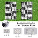 OLANLY Waterproof Outdoor Rug 5x8 ft, Outdoor Plastic Straw Rug for Camping, RV Mat Outside, Indoor Outdoor Carpet for Porch, Deck, Backyard, Balcony, Picnic, Black & White OLANLY