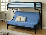 Coaster Home Furnishings Montgomery Contemporary Metal Twin Over Full Futon Bunk Bed Frame with Ladder and Guardrails Fully Slatted Mattress Ready Foundation Black 2253K Coaster Home Furnishings