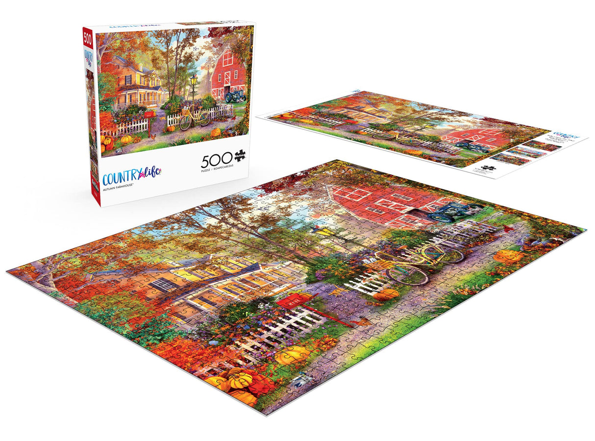 Buffalo Games - Dominic Davison - Autumn Farmhouse - 500 Piece Jigsaw Puzzle For Adults -Challenging Puzzle Perfect for Game Nights - Finished Size is 21.25 x 15.00 Buffalo Games