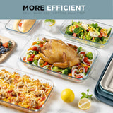 COOK WITH COLOR 8 PC. Glass Baking Dish Set with Lids - Deep Casserole Dish, Glass Food Container, Oven, Freezer and Microwave Safe, Clear Container, Blue COOK WITH COLOR