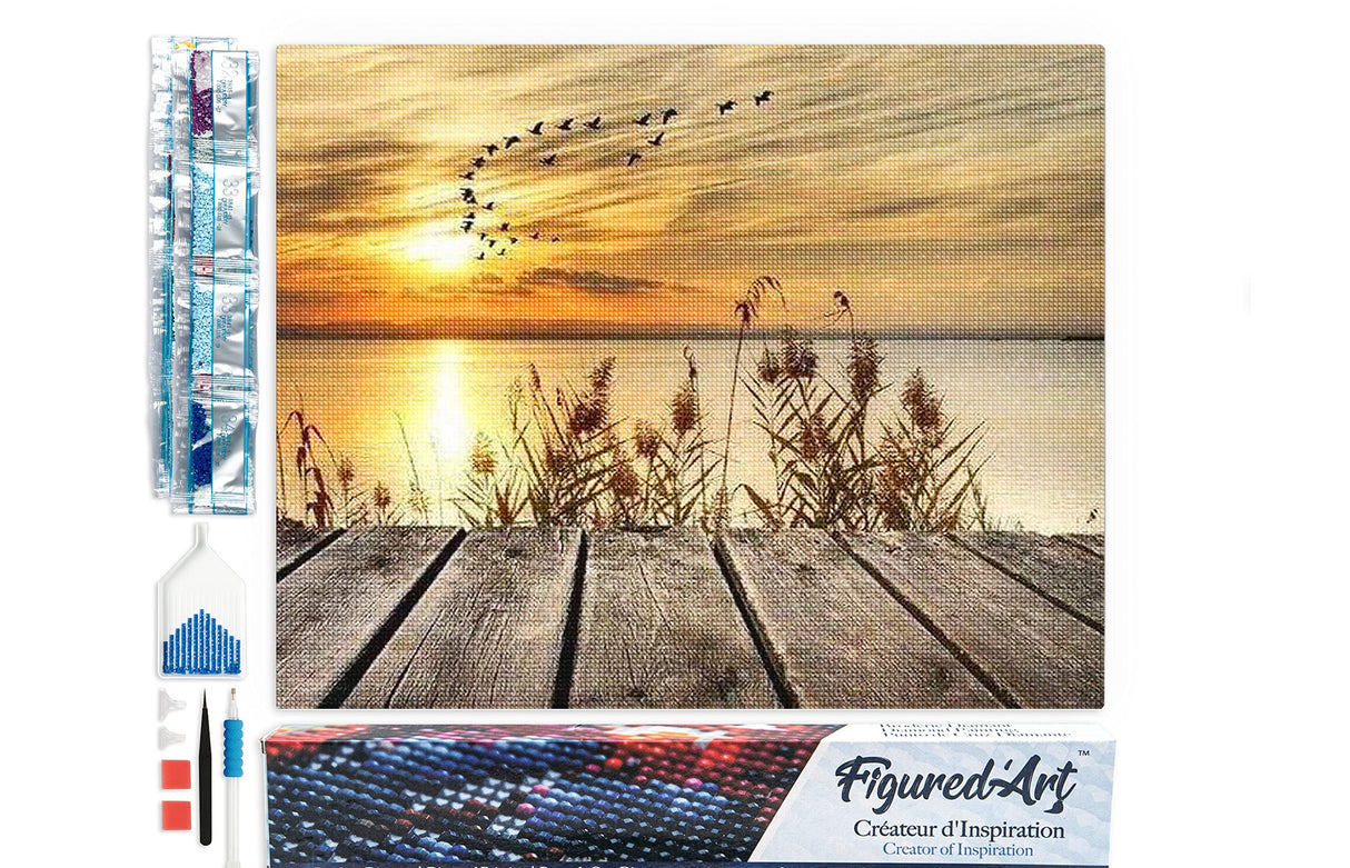 Figured’Art Diamond Painting Art kit for Adults 16"x20" Full Square Drill 5D at The Lake Complete DIY - Rolled Canvas Figured'Art