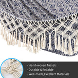 Backyard Hammock with Tassels,Garden Hammocks with Portable Carry,Bag Deluxe Macrame Fringe for Patio,Garden,Backyard,Beach,Outdoor and Indoor Porch Fabric, Up to 450Lbs (Blue-Diamond) ROOITY