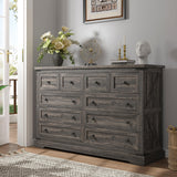 EnHomee 10 Drawer Dressser for Bedroom, 55" W Wood Dressers & Chests of Drawers with Smooth Metal Rail, Large & Wide Dressers for Bedroom,Hallway,Dark Rustic Oak,15" D x 55" W x 35.6" H EnHomee