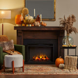 Real Flame Gunnison Grand 64” Electric Fireplace with Mantel for Living Room or Bedroom, Replaceable Fireplace Insert Heater, Realistic Log and Flame Effect, Remote Control, Timer, Barnwood Real Flame