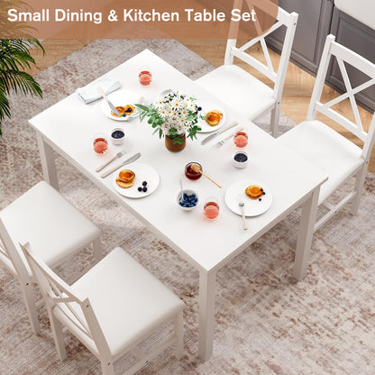 Lumelay Dining Table Set for 2-4 Person,Morden Wooden Small Kitchen Table Set,5 Piece Breakfast Dining Room Table and Upholstered Chairs for Apartment,Space-Saving Design (White) - WoodArtSupply