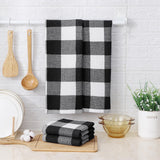 Mordimy 100% Cotton Waffle Weave Kitchen Towels, 13 x 28 Inches, Super Soft and Absorbent Buffalo Check Dish Towels for Drying Dishes, 4-Pack, Black & White Mordimy