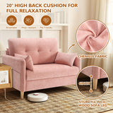 Urhanherry 47" Small Sofa Couch for Bedroom, Soft Chenille loveseat Mini Couch with Throw Pillow and Removable Cushion Cover for Small Spaces, Living Room, Apartment, Dorm, Office(Pink) Urhanherry