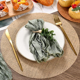 Round Burlap Placemats Set of 30 Boho Braided Table Mats Rustic Farmhouse Woven Placemat Brown Circle Heat Resistant Jute Placemats for Wedding Party Kitchen Dining Table Decor - 12 Inch MAKCNMYM