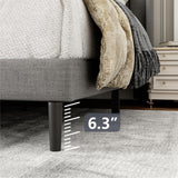 Gruwans Queen Size Bed Frame with Upholstered Wingback Headboard, Easy Assemnly Platform Bed, Wooden Slat Support No Box Spring Needed, Light Gray Gruwans