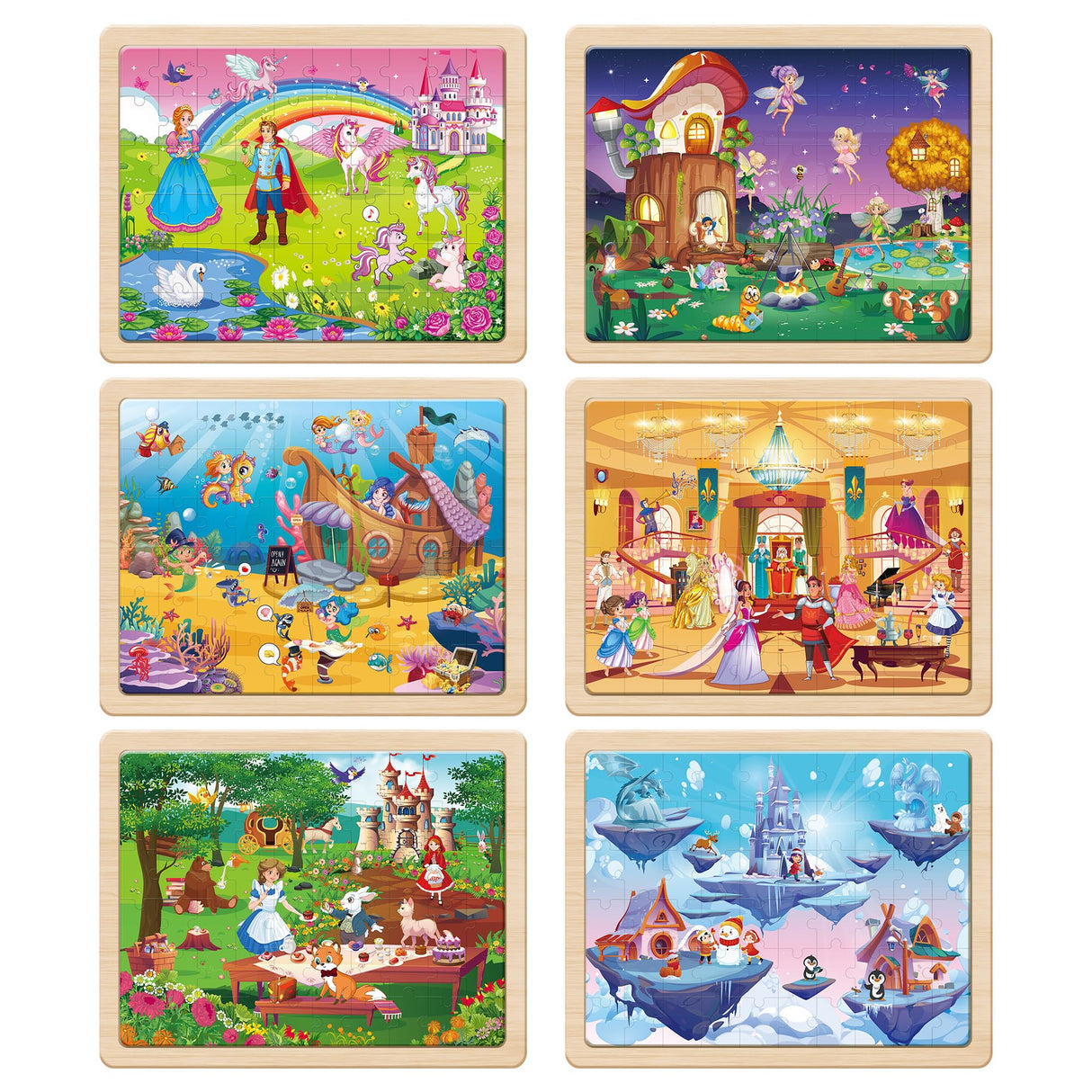 SYNARRY Unicorn Mermaid Princess Fairy Wooden Puzzles for Kids Ages 4-6, 6 Packs 60 PCs Jigsaw Puzzles for Kids Ages 4-8, Preschool Toys Gifts for Toddlers 3-5, Wood Puzzles for 3 4 5 6 Year Old Girls SYNARRY