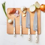 MARTHA STEWART Eastwalk 14 Piece High Carbon Stainless Steel Cutlery Kitchen Knife Block Set w/ABS Triple Riveted Forged Handle Acacia Wood Block - Linen White Martha Stewart