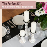 Large Candle Holders for Pillar Candles - Rustic Farmhouse Style Home Decor - Perfect for Table Centerpieces, Coffee Table or Fireplace Mantel - 3 Piece Set - White Luxe Designs