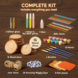 Klever Kits Wooden Painting Craft Kit-Glow in The Dark- Arts and Crafts for Kids Ages 6-12 Wood Slices with Art Activitiy Supplies, Wood Crafts for Boys Girls Party Gift Christmas Tree Ornaments Klever Kits