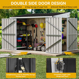 DWVO 8x4 FT Outdoor Weatherproof Storage Shed, Secure Metal Bike Shed w/Lockable Entry, Garden Storage Solution for Lawn Equipment, Tools, Waste Bin, Dark Gray DWVO