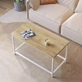 SAYGOER Small Rectangular Coffee Table Simple Modern Open Design Minimalist Center Table for Living Room Small Spaces, Easy Assembly, 31.5 x 15.7 x 17.7, Oak White SAYGOER
