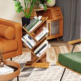 YMYNY Tree Bookshelf, 4-Tier Book Storage Organizer Shelves,Rustic Brown, HBC014H YMYNY