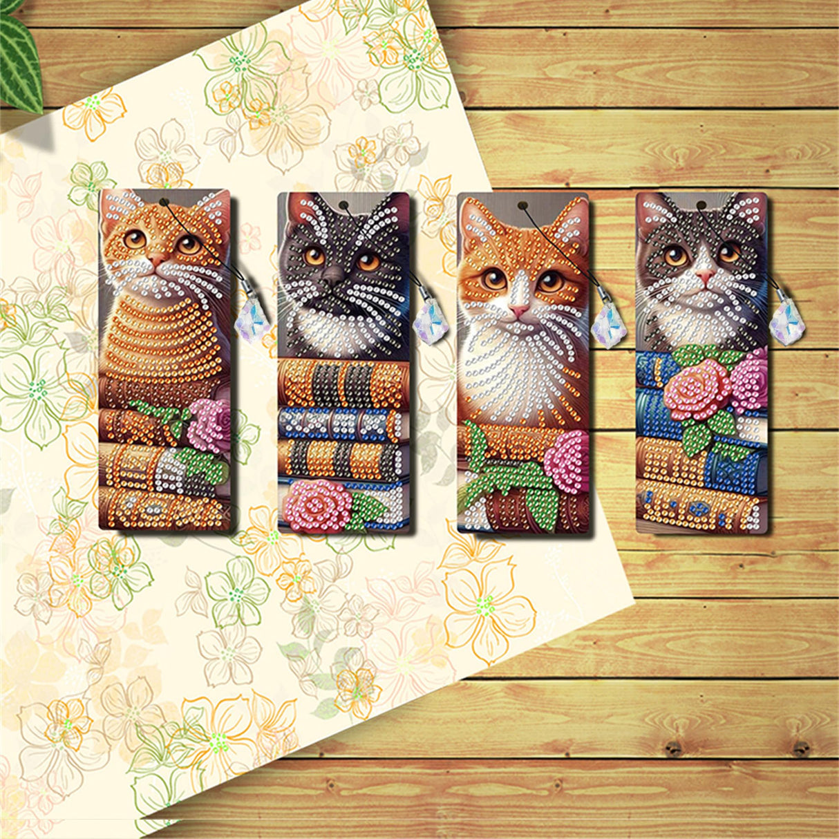 4pcs Cat Diamond Art Bookmarks,Diamond Painting Bookmarks Kits for Adult,DIY Gem Art Small Crafts with Rhinestone Tassel,Paint by Diamonds for Graduation Birthday Reader Gifts. (cat) NDNXYXGS