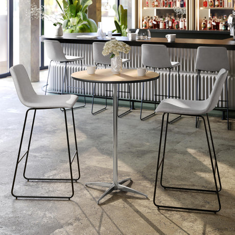 Flash Furniture Lars 30'' Round Wood Cocktail Table with 30'' and 42'' Columns, Adjustable Wood Bar Height Table for Events or Home Use, Natural Flash Furniture