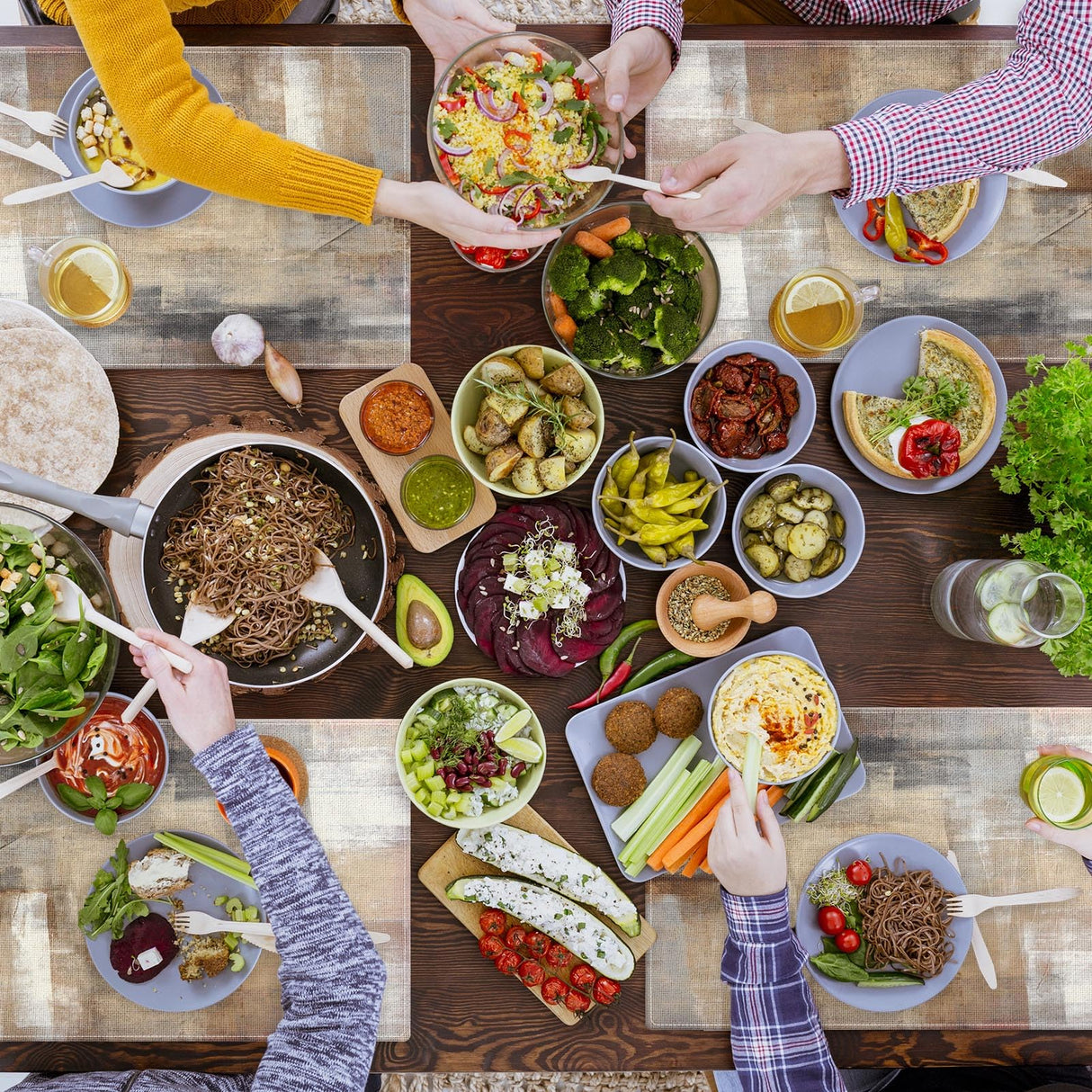 Emvency Farmhouse Placemats Set of 4, 12x18 Inch Modern Abstract White and Brown Art Painting Table Mats for Outdoor Home Party Kitchen Dining Decoration Emvency