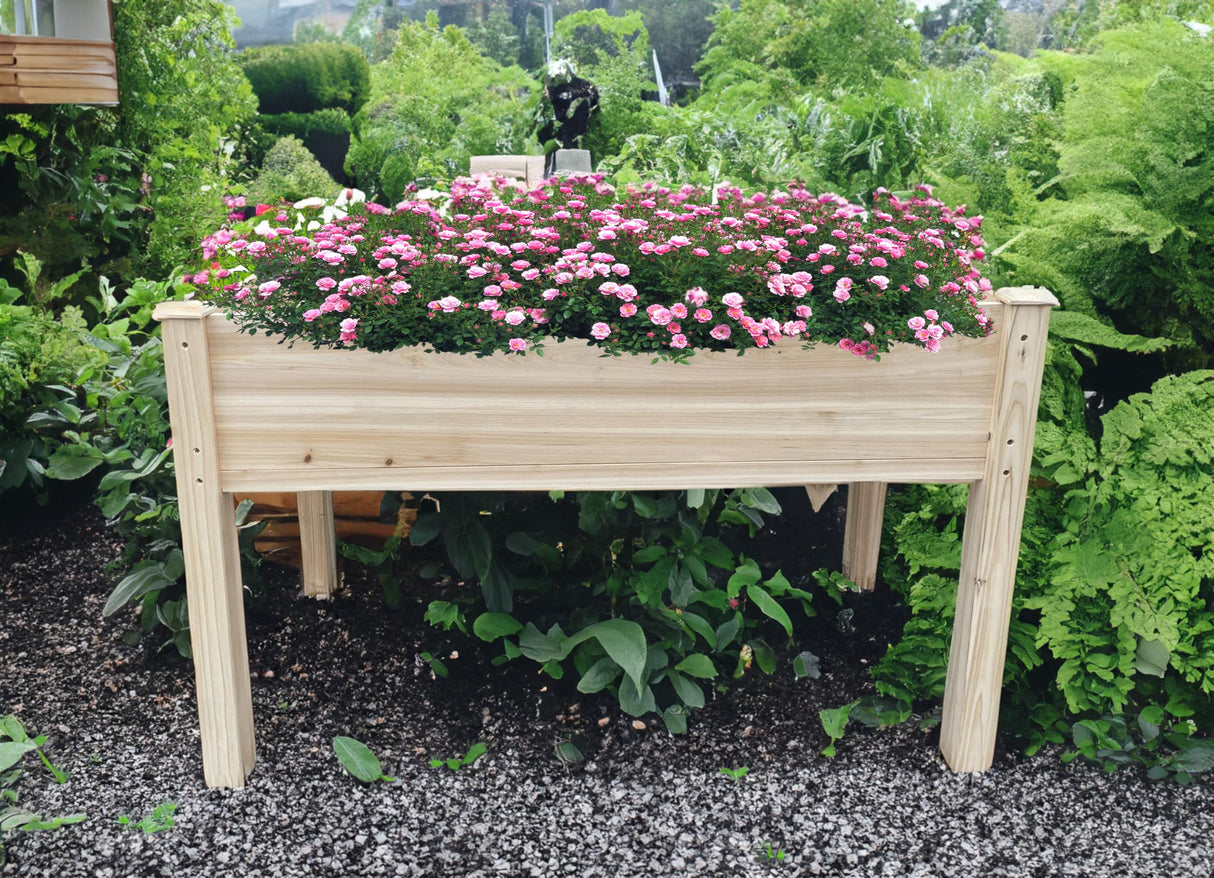 BTExpert 4ft Wooden Raised Garden Bed with Legs, 48x24x30in Elevated Planter Box Stand for Vegetable Flower Backyard, Patio, Balcony Large Wood Raised Beds Liner Outdoor - 30 in Height BTEXPERT