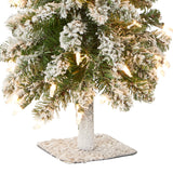 National Tree Company Pre-Lit Artificial Christmas Tree, Snowy Downswept, Green, White Lights, Includes Stand, 2 Feet National Tree Company