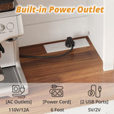 IRONCK Farmhouse Kitchen Pantry Cabinet with Charging Station, Kitchen Hutch Storage Cabinet with Microwave Stand and Rotating Rack for Kitchen, Dining Room, White IRONCK