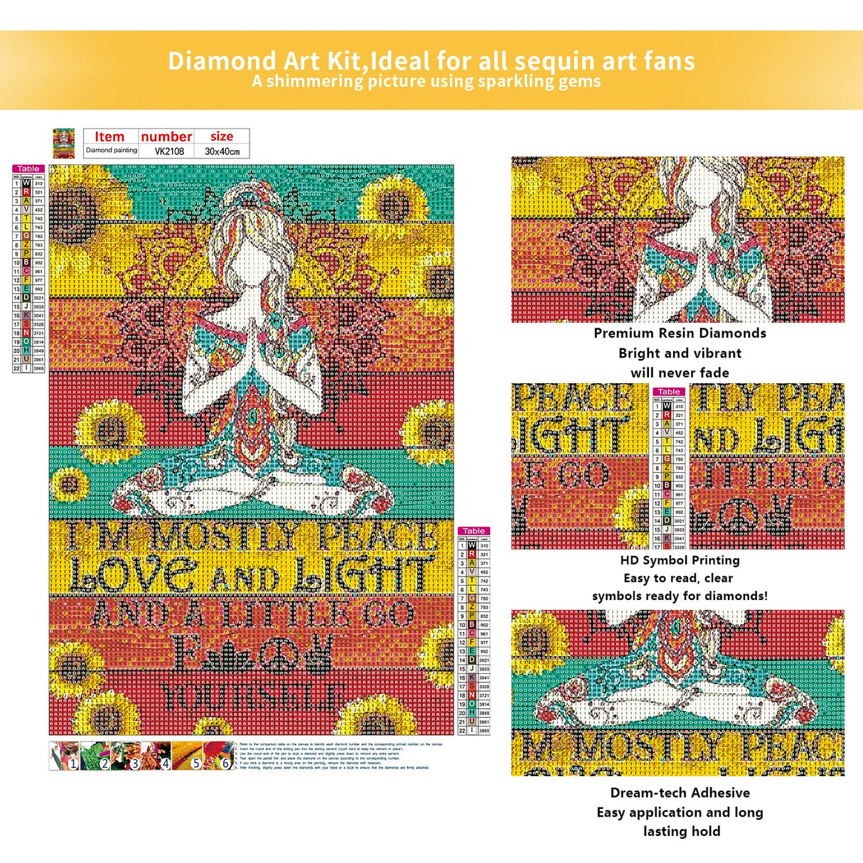 FORLAND Inspirational Diamond Painting Kits for Adults Beginners - 5D DIY Sunflower Full Drill Diamond Kits Painting Crafts for Home Wall Decor, Diamond Art Kits,12x16inch FORLAND