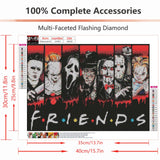 WEUOPG 5D Diamond Painting Kits for Adults, Halloween Diamond Art Kits, Horror Movie Characters Diamond Art Paint with 5D Round Diamonds, DIY Gem Painting Kit for Home Wall Decor 16x12inch WEUOPG