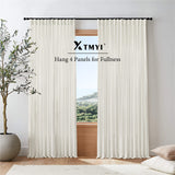 108 Inch Linen Curtains 2 Panels,With Heading Tape Hooks for Track System Back Tab,Stone Washed Cotton Flax Weave Sheer Extra Long Curtain for Living Room Bedroom,9FT 9 FT,Cream(Ivory/Off White) XTMYI