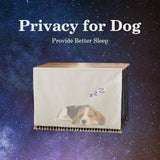 VIE DE AMAN Dog Crate Topper Wood for 24 30 36 42 48 inch Cages, Dog Crate Table Topper Foldable Dog Kennel Topper with Tassel Curtain, Rustic Style Top Rustic Brown(Crate Not Include) VIE DE AMAN