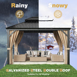 Devoko 10' x12' FT Outdoor Hardtop Gazebo Galvanized Steel Metal Gazebo Aluminum Frame Double Roof Outdoor Gazebo with Nettings and Curtains for Patios, Garden,Yard Devoko