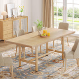 Tribesigns Kitchen Dining Table Wood: 63 Inches Rectangular Dining Room Table for 6, Farmhouse Dinner Table with Heavy Duty Metal Legs for Kitchen, Dining Room, Small Space Tribesigns