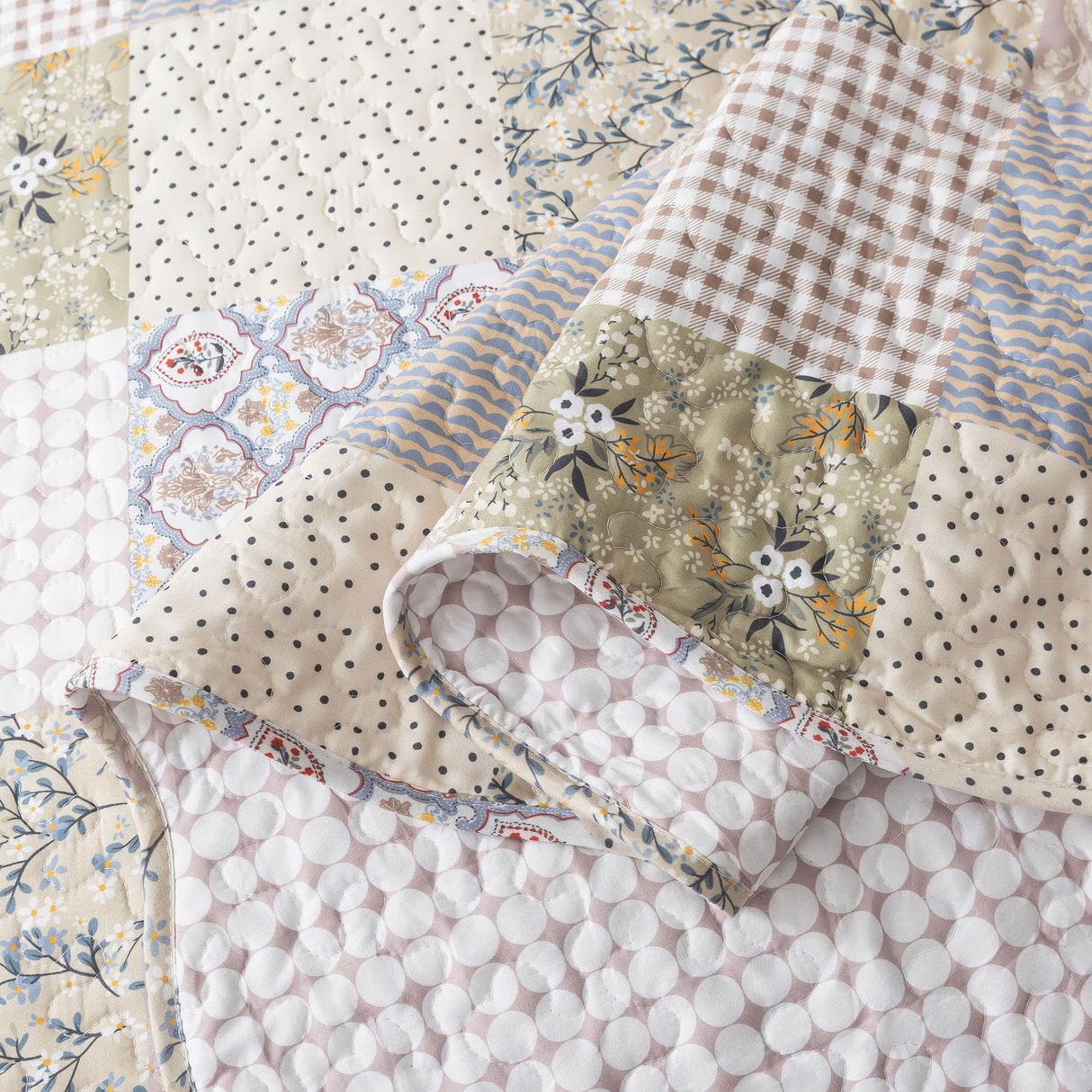 HoneiLife Quilt Set King Size - Lightweight Bedspreads 106x96, Microfiber Quilts 3-Piece, Patchwork Coverlet Rustic Bedding Sets All Season Quilts HoneiLife