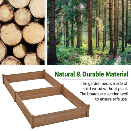 Yaheetech 8×4ft Wooden Horticulture Raised Garden Bed Divisible Elevated Planting Planter Box for Flowers/Vegetables/Herbs in Backyard/Patio Outdoor, 93 x 48 x 10in, Dark Brown Yaheetech
