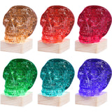 3D Skull Crystal Puzzle, Skull Assembly Brain Teaser with Light-Up Wood Base for Halloween Decorations Outdoor, Plastic Skull DIY Puzzle Blocks 3D Model Toy, Gift for Adults, Kid 14+, 49pcs (Grey) Generic