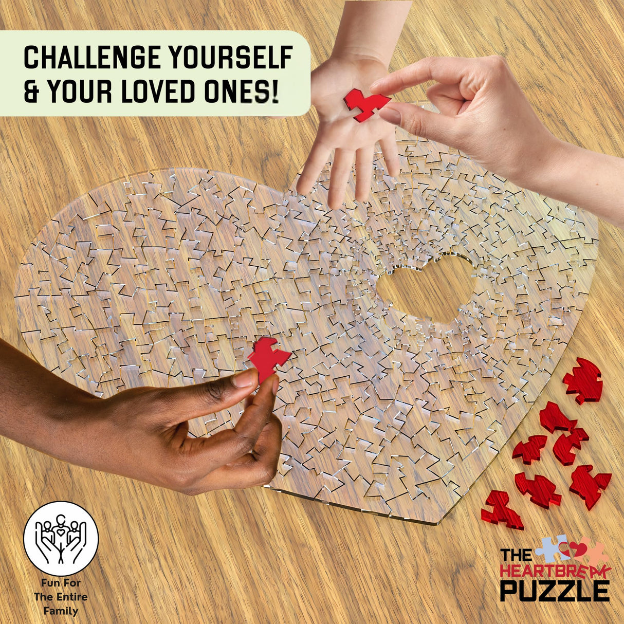 The Heartbreak Puzzle Crystal Clear Acrylic Puzzle (220 Pieces) | Impossible Puzzle for Adults Having Laser Cut Puzzle Pieces - Perfect DIY Gift for Your Family & Friends Gifts for him Gifts for Her The HEARTBREAK PUZZLE